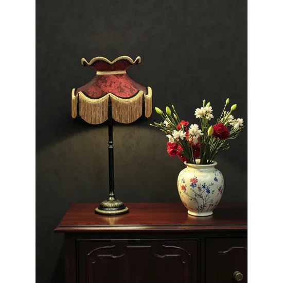 Paisley Jacquard Red and Black Victorian Fabric Lampshades